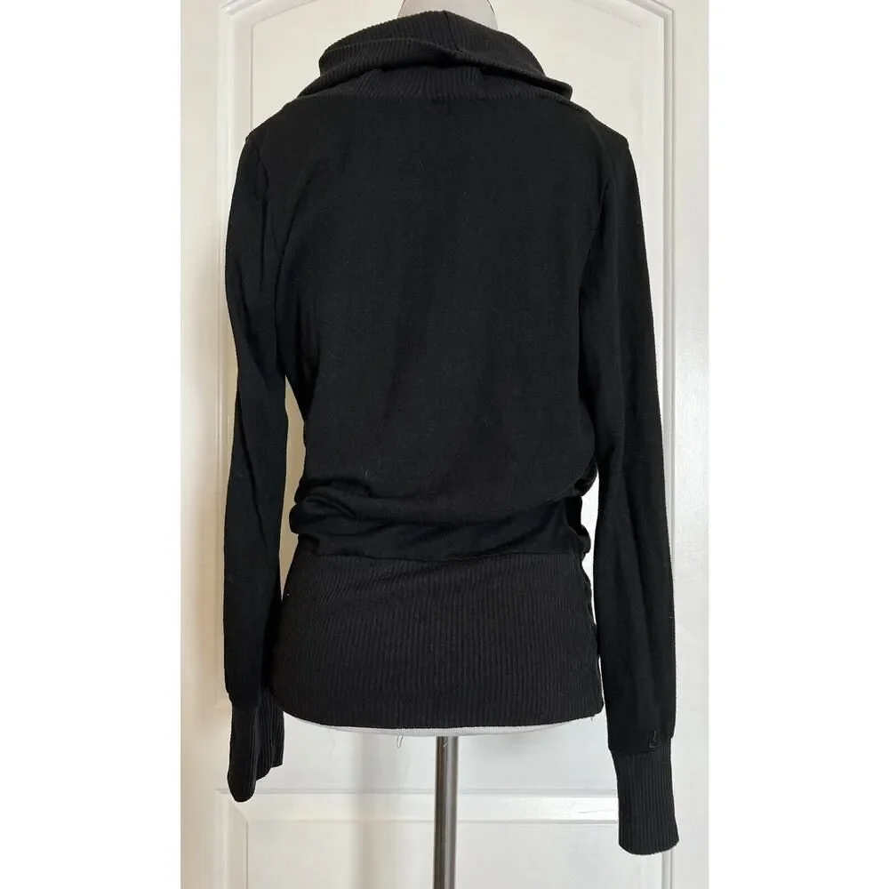 Los Angeles Boutique Wrap V-Neck Drape Lightweight Sweater Cardigan Tunic Top M